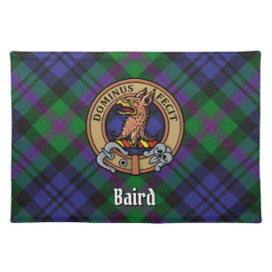 Clan Baird Crest over Tartan Cloth Placemat