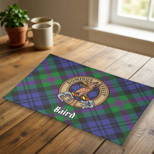 Clan Baird Crest over Tartan Cloth Placemat