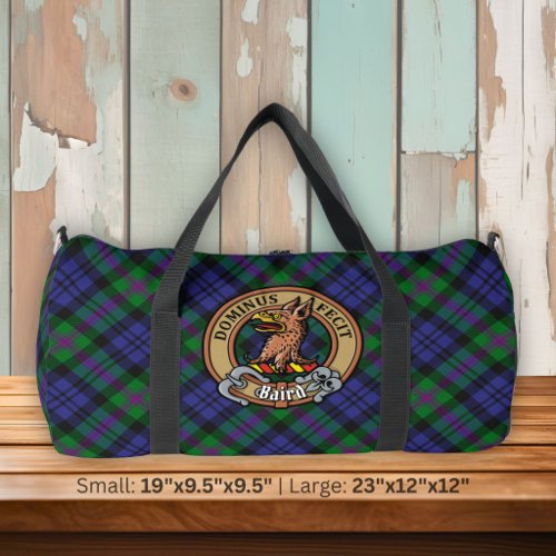 Clan Baird Crest over Tartan Duffle Bag
