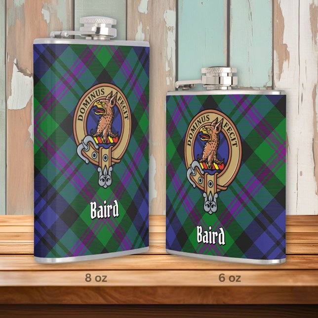Clan Baird Crest over Tartan Flask (Creator Uploaded)