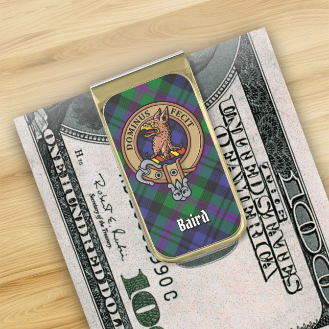 Clan Baird Crest over Tartan Gold Finish Money Clip (Creator Uploaded)