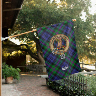 Clan Baird Crest over Tartan House Flag