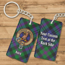 Clan Baird Crest over Tartan Keychain