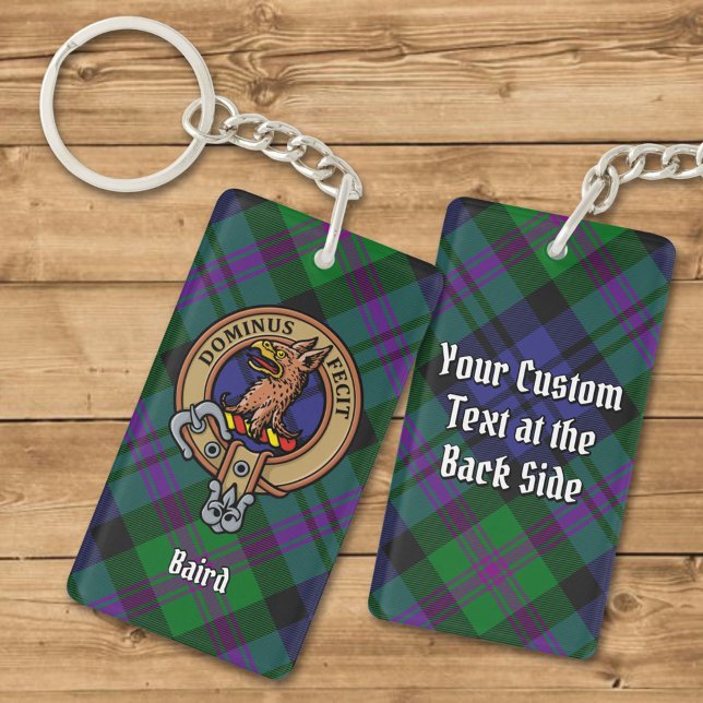 Clan Baird Crest over Tartan Keychain (Creator Uploaded)