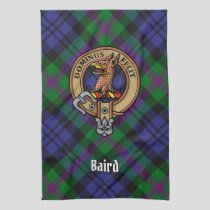Clan Baird Crest over Tartan Kitchen Towel