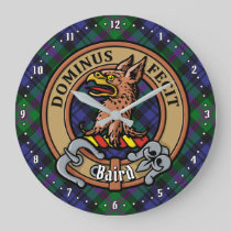 Clan Baird Crest over Tartan Large Clock