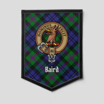 Clan Baird Crest over Tartan Pennant