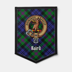 Clan Baird Crest over Tartan Pennant