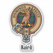 Clan Baird Crest over Tartan Sticker