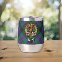 Clan Baird Crest over Tartan Thermal Wine Tumbler