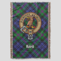 Clan Baird Crest over Tartan Throw Blanket