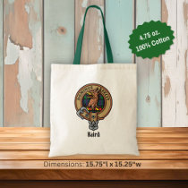 Clan Baird Crest over Tartan Tote Bag