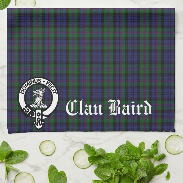 Clan Baird Crest Tartan Customizable  Kitchen Towel (Folded)