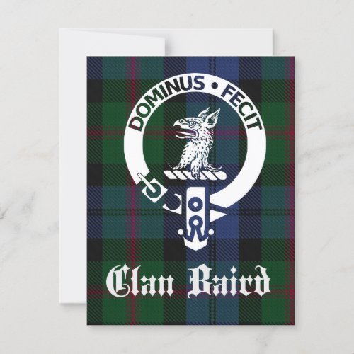 Clan Baird Crest Tartan Greeting Card