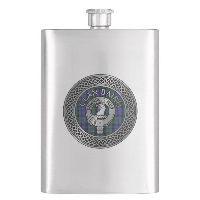 Clan Baird Crest & Tartan Knot Flask (Front)