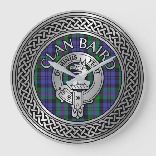 Clan Baird Crest  Tartan Knot Large Clock