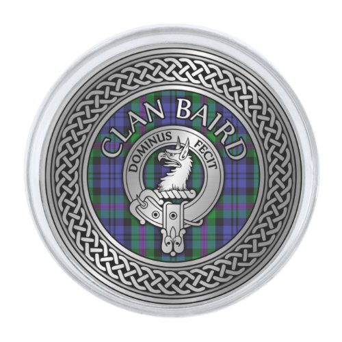 Clan Baird Crest  Tartan Knot Silver Finish Lapel Pin