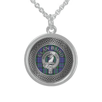 Clan Baird Crest & Tartan Knot Sterling Silver Necklace by Gallia_Celtica at Zazzle