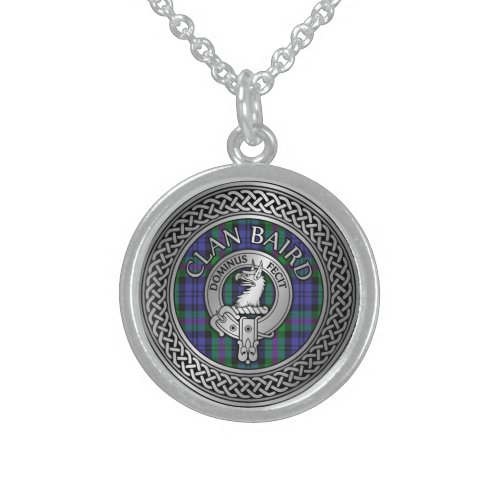 Clan Baird Crest  Tartan Knot Sterling Silver Necklace