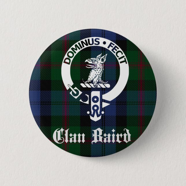 Clan Baird Crest Tartan Pinback Button (Front)