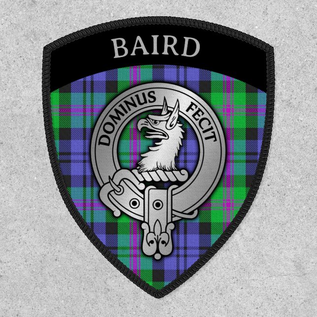 Clan Baird Crest & Tartan Shield Patch (Front)
