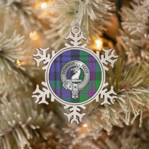 Clan Baird Crest & Tartan Snowflake Pewter Christmas Ornament