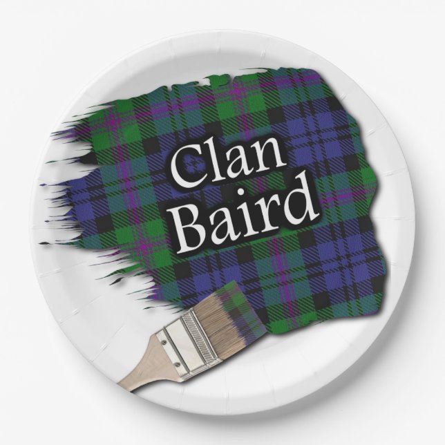 Clan Baird Scottish Tartan Paint Brush Paper Plates (Front)