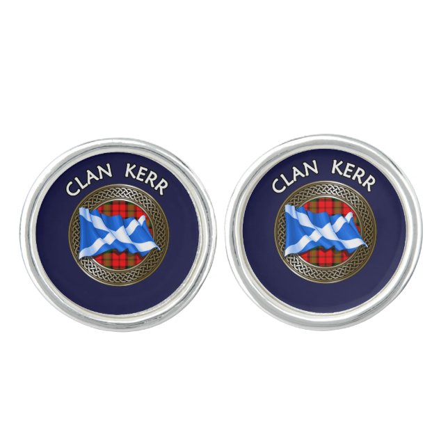 Clan Baird Tartan Knot & Flag Cufflinks (Front)