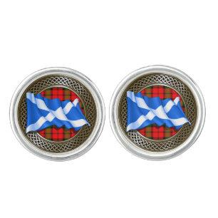 Clan Baird Tartan Knot & Flag Cufflinks