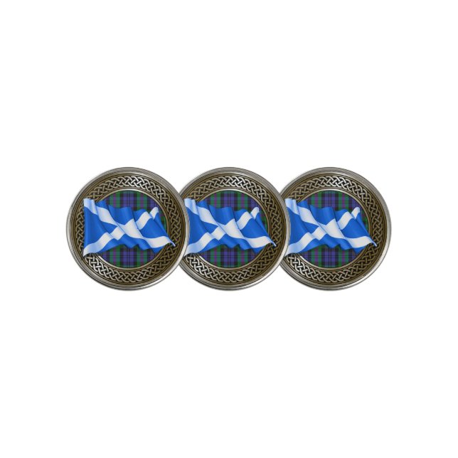 Clan Baird Tartan Knot & Flag Golf Ball Marker (3 Up)