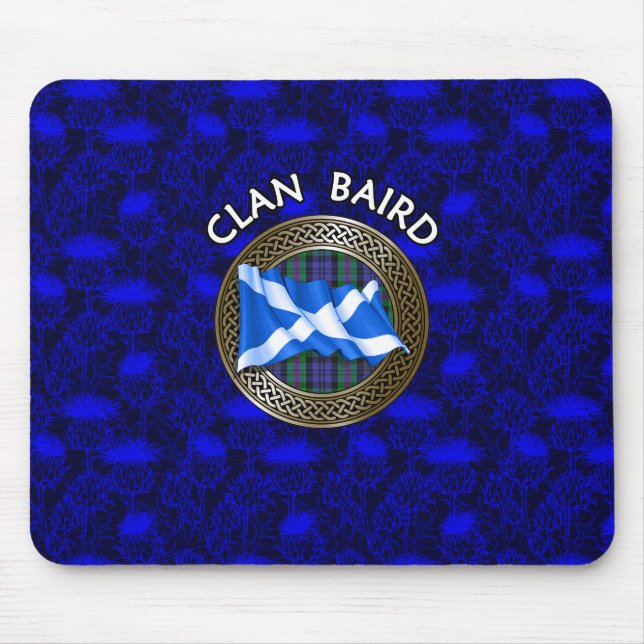 Clan Baird Tartan Knot & Flag Mouse Pad (Front)