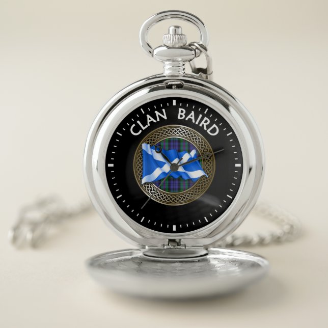 Clan Baird Tartan Knot & Flag Pocket Watch (Inside)