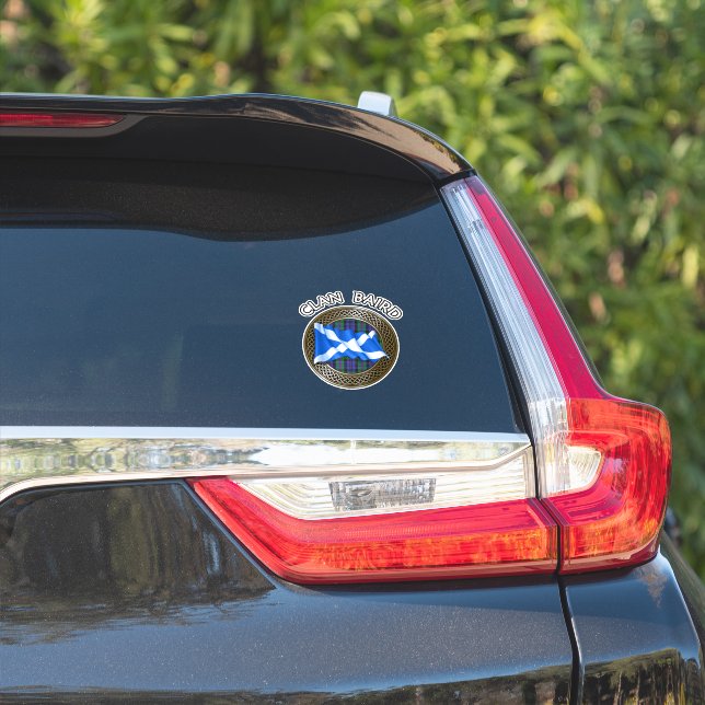Clan Baird Tartan Knot & Flag Sticker (Car Side)