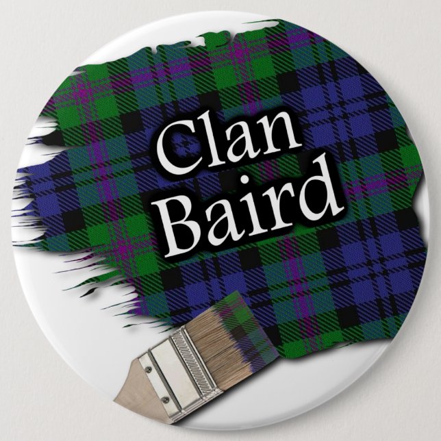 Clan Baird Tartan Paint Brush Button (Front)