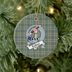Clan Balfour Badge Tartan Plaid Ceramic Ornament