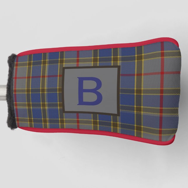 Clan Balfour Plaid Monogrammed Golf Head Cover (Front)