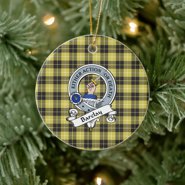 Clan Barclay Badge Tartan Plaid Ceramic Ornament (Tree)