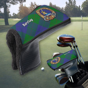 Clan Barclay Crest over Tartan Golf Head Cover