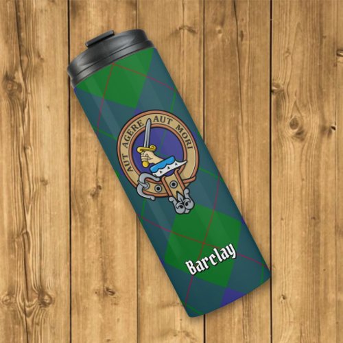 Clan Barclay Crest over Tartan Thermal Tumbler