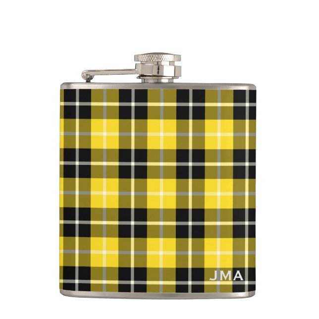 Clan Barclay Dress Tartan Monogrammed Flask (Front)