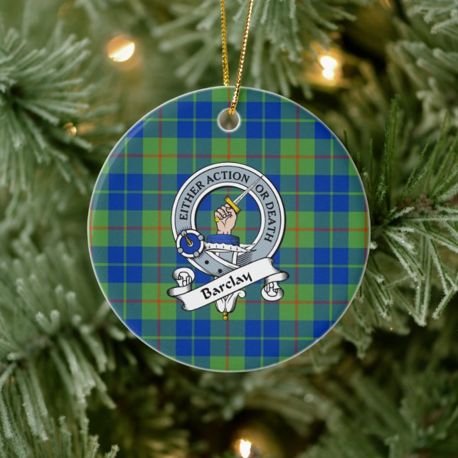 Clan Barclay Hunting Ancient Badge Tartan Plaid Ceramic Ornament (Tree)