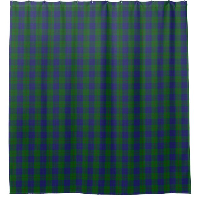 Clan Barclay Hunting Green and Blue Tartan Shower Curtain (Front)