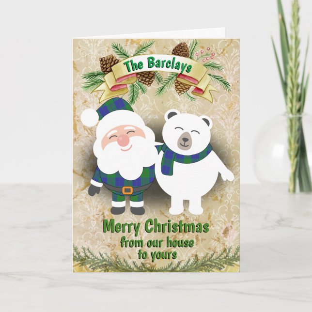 Clan Barclay Hunting Tartan Plaid Christmas Holiday Card (Front)