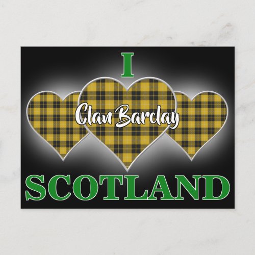Clan Barclay I Love Scotland Tartan Heart Postcard