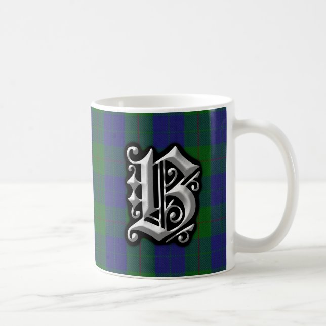 Clan Barclay Letter B Monogram Hunting Tartan Coffee Mug (Right)
