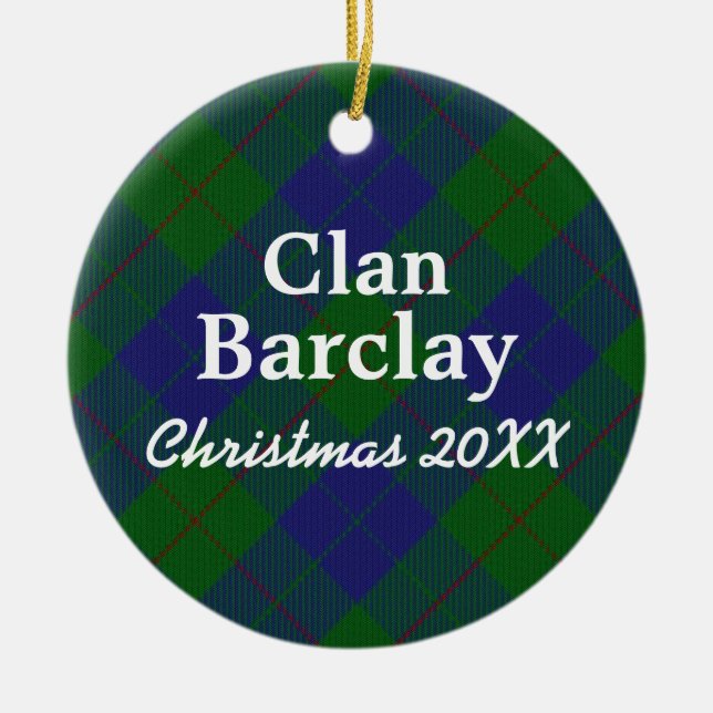 Clan Barclay Scottish Hunting Tartan Ceramic Ornament (Front)