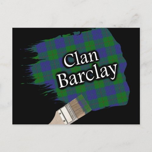 Clan Barclay Scottish Tartan Paint Brush Postcard
