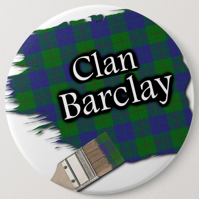 Clan Barclay Tartan Paint Brush Pinback Button (Front)