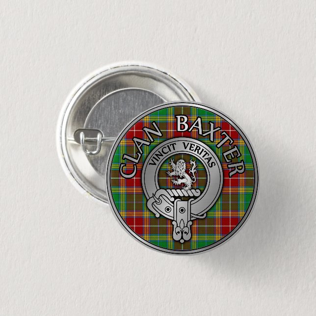 Clan Baxter Crest & Tartan Button (Front & Back)