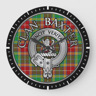 Clan Baxter Crest & Tartan Large Clock